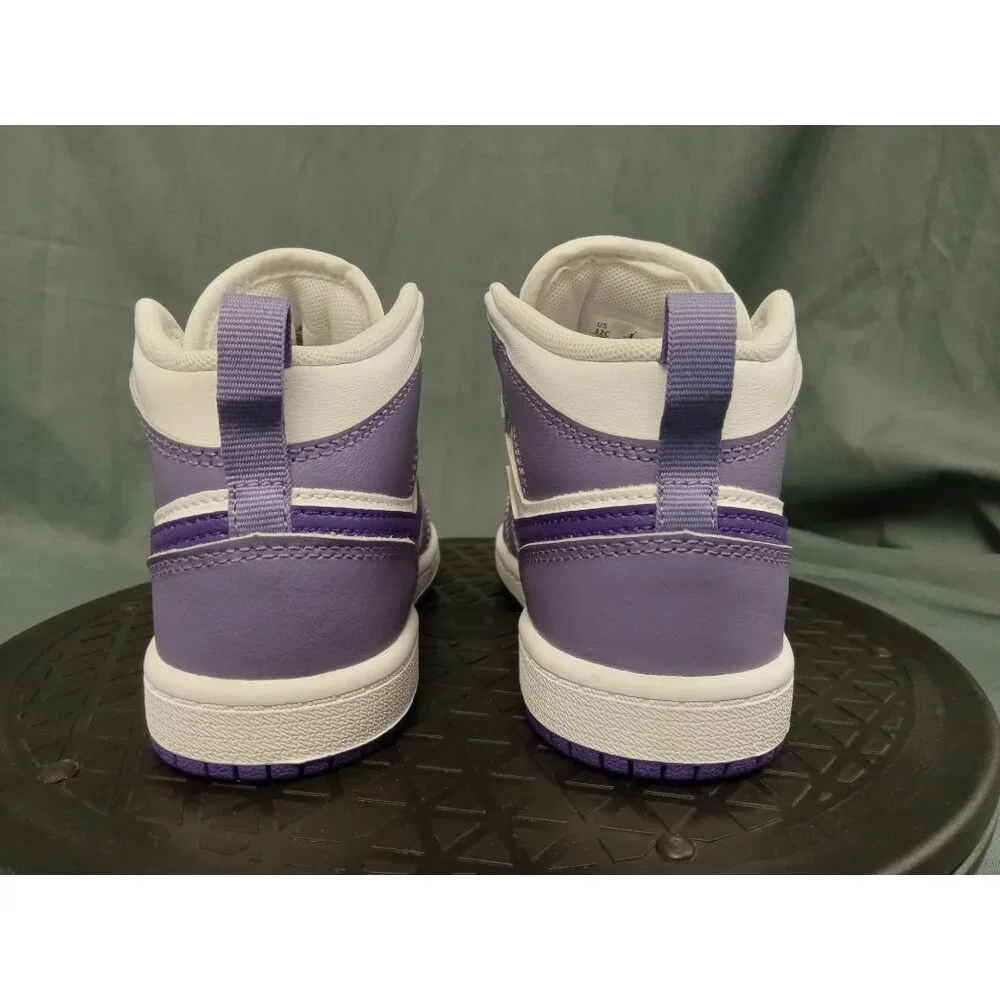 Jordan 1 Mid (PS) Leather Girls Purple White Size 1Y BRAND NEW IN BOX! - Picture 7 of 11